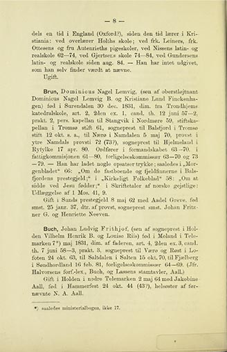 Dominicus Nagel Lemvig Brun (1831-1899) - Studenterne fra 1851 - biografiske meddelelser m.m (Mikael Sundt, 1887)
