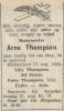 Arne Tobias Thompson (1920-1956) - Dødsannonse i Agder, mandag 20. august 1956