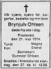 Brynjulf Ohlsen (1904-1974) - Dødsannonse i Tønsbergs Blad, fredag 24. mai 1974