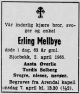 Erling Mellbye (1901-1965) - Dødsannonse i Tiden, tirsdag 6. april 1965