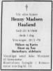 Henny Madsen Haaland (1900-1978) - Dødsannonse i Rogalands Avis, tirsdag 21. februar 1978