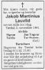 Jakob Martinius Lauvlid (1908-1981) - Dødsannonse i Telemark Arbeiderblad (Skien), tirsdag 3. november 1981