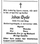 Johan Mathias Øydir (1916-1985) - Dødsannonse i Aftenposten, lørdag 9. november 1985