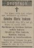 Marie Isaksen, født Pedersdatter (1834-1922) - Dødsannonse i Varden, mandag 20. november 1922