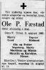 Ole Pedersen Fæstad (1883-1961) - Dødsannonse i Velgeren, lørdag 12. august 1961