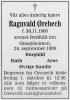 Ragnvald Ørebech (1906-1999) - Dødsannonse i Fredriksstad Blad, tirsdag 28. september 1999
