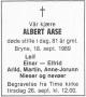 Albert Aase (1908-1989) - Dødsannonse i Jærbladet, fredag 22. september 1989