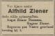 Alfhild Ziener (1855-1922) - Dødsannonse i Tidens Tegn den 3. januar 1923