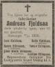 Andreas Solberg Fjeldsaa (1860-1920) - Dødsannonse i Stavangeren, onsdag 15. desember 1920