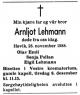 Arnljot Lehmann (1909-1988) - Dødsannonse i Aftenposten den 2. desember 1988