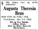 Augusta Theresia Brun, født Angell (1892-1952) - Dødsannonse i Adresseavisen den 4. mars 1952