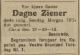 Dagne Ziener (1842-1912) - Dødsannonse i Morgenbladet den 30. oktober 1912