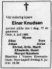 Einar Karl Knudsen (1906-1983) - Dødsannonse i Porsgrunns Dagblad, tirsdag 5. juli 1983