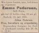 Emma Pedersen, født Foyn (1840-1925) - Dødsannonse i Buskeruds Blad den 15. juli 1925