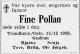 Fine (Olufine Eugenie) Pollan, født Olsen (1878-1958) - Dødsannonse i Adresseavisen, tirsdag 16. desember 1958