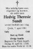 Hedvig Theresie Sundt (1901-1981) - Dødsannonse i Grimstad Adressetidende den 9. april 1981