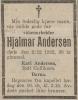 Hjalmar Andersen (1893-1932) - Dødsannonse i Fremtiden den 8. desember 1932