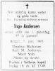 Inga Kristine Andersen (1875-1960) - Dødsannonse i Bergens tidende, onsdag 8. juni 1960