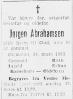 Jørgen Abrahamsen (1862-1958) - Dødsannonse i Grimstad Adressetidende den 18. mars 1958