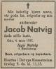 Jacob Andreas Natvig (1870-1937) - Dødsannonse i Smaalenenes Amtstidende den 6. mars 1937