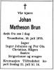 Johan Christopher Matheson Brun (1904-1978) - Dødsannonse i Adresseavisen, torsdag 20. juli 1978
