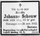Johanne Schouw, født Reime (1850-1933) - Dødsannonse i Stavanger Aftenblad den 23. november 1933