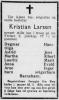 Kristian Larsen (1873-1950) - Dødsannonse i Valdres, torsdag 28. desember 1950