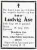 Ludvig Larsen Aase (1878-1938) - Dødsannonse i Dalane Tidende, onsdag 23. februar 1938
