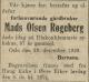 Mads Olsen Røgeberg (1841-1928) - Dødsannonse i Buskeruds Blad, fredag 4. januar 1929