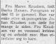 Maren Knudsen, født Hansen (1844-1966) - Minneord i Porsgrunns Dagblad, mandag 21. mars 1966