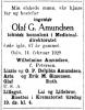 Olaf Gustav Amundsen (1862-1929) - Dødsannonse i Aftenposten, lørdag 16. februar 1929