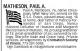 Paul Alfred Matheson (1927-2003) - Obituary (Chicago Tribune, Chicago, Illinois, Sunday, August 31, 2003)