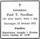 Paul Theil Nordbø (1902-1972) - Dødsannonse i Stavanger Aftenblad, mandag 21. februar 1972