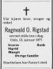 Ragnvold Olaf Rigstad (1900-1977) - Dødsannonse i Arbeiderbladet, torsdag 20. januar 1977