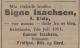 Signe Amalie Isachsen, født Eide (1876-1911) - Dødsannonse i Morgenbladet, lørdag 8. juli 1911