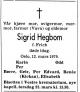 Sigrid Hegbom, født Frich (1890-1979) - Dødsannonse i Aftenposten, torsdag 15. mars 1979