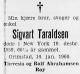 Sigvart Taraldsen - Dødsannonse i Grimstad Adressetidende den 16. januar 1960
