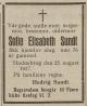 Sofie Elisabeth Sundt - Dødsannonse i Grimstad Adressetidende den 26. august 1937