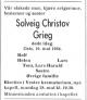 Solveig Beda Fredriksen, Solveig Christov (1918-1984) - Dødsannonse i Aftenposten, tirsdag 22. mai 1984