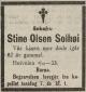 Stine Olsen Solhøi, født Christensen (1852-1933) - Dødsannonse i Agderposten, tirsdag 5. desember 1933