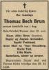 Thomas Bech Brun (1873-1956) - Dødsannonse i Hamar Arbeiderblad den 20. november 1956