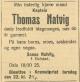 Thomas Natvig (1865-1925) - Dødsannonse i Morgenbladet den 21. oktober 1925