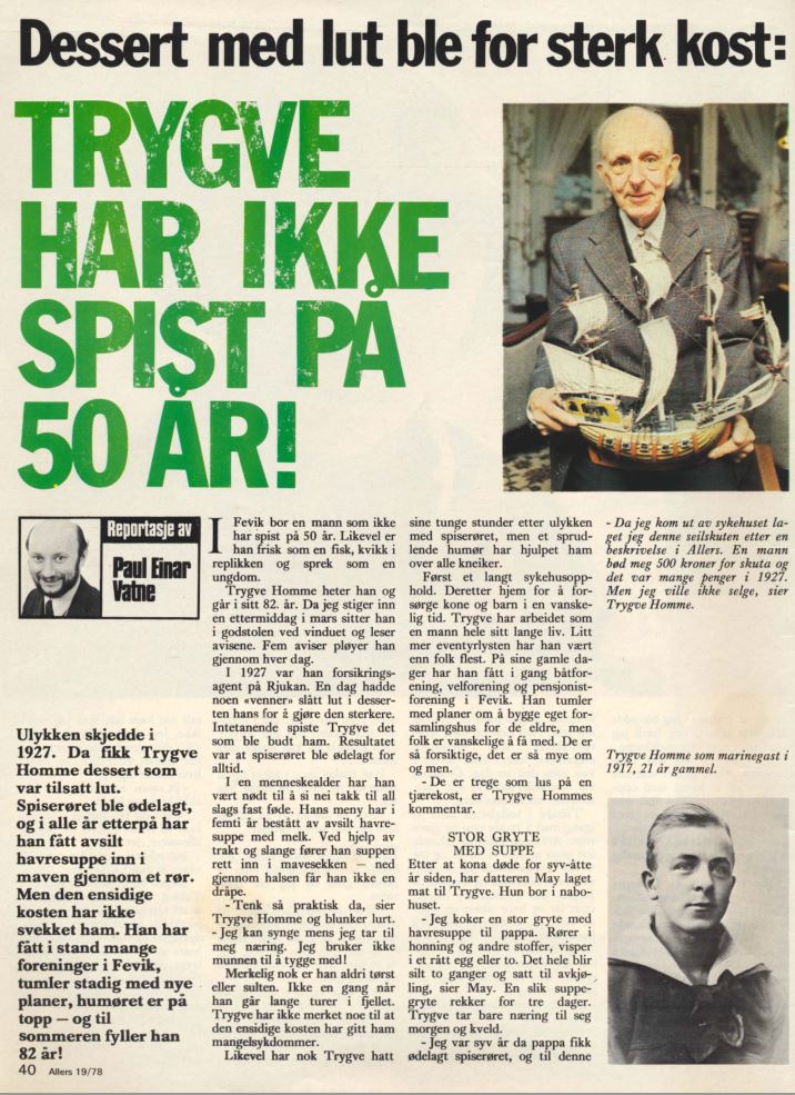 Trygve Homme i 'Allers' (9.mai 1978)
